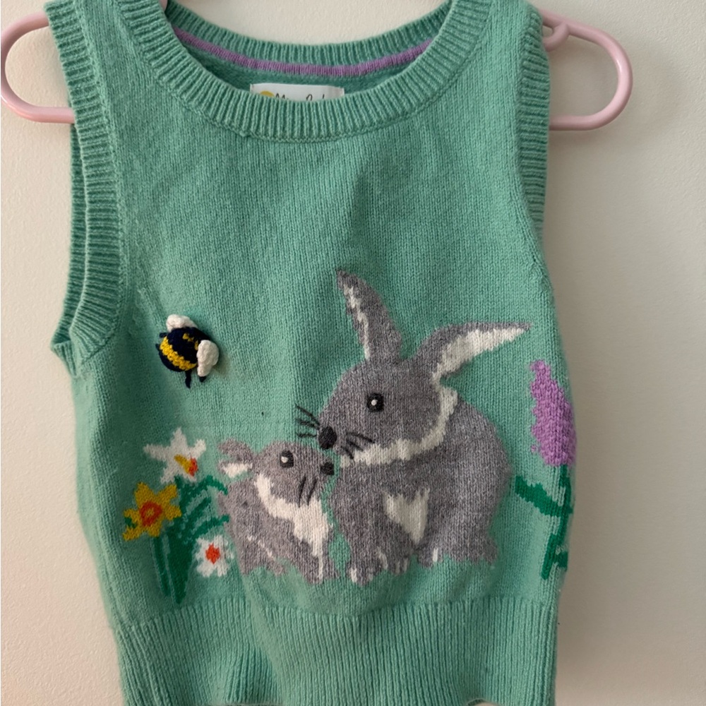 Mini Boden Green Bunny Knit Kids Top/Vest